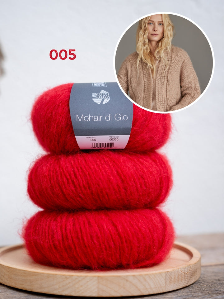 Breipakket Mohair Di Gio vest met grote kabels