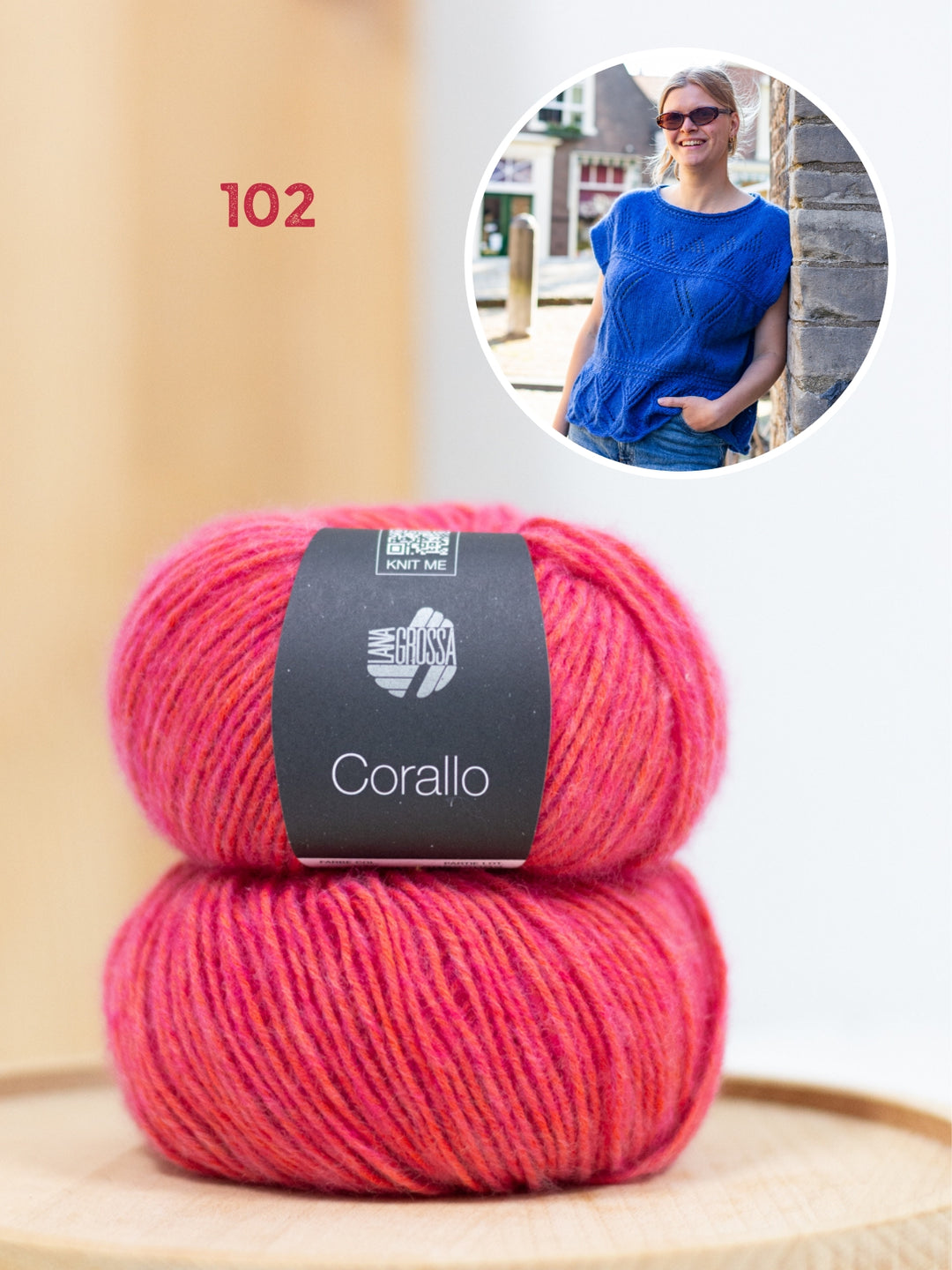 Breipakket Meadow Ajour top - Corallo uni
