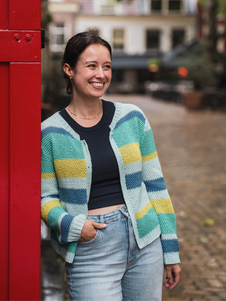 Breipakket Summer Cashmere strepenvest met textuur
