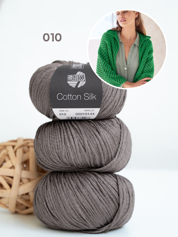 Breipakket Cotton Silk vest met visgraatpatroon