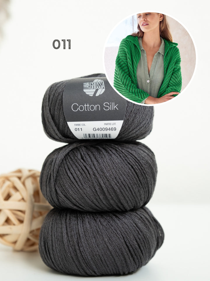 Breipakket Cotton Silk vest met visgraatpatroon