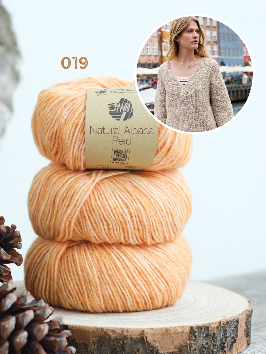 Breipakket Natural Alpaca Pelo vest met visgraattextuur