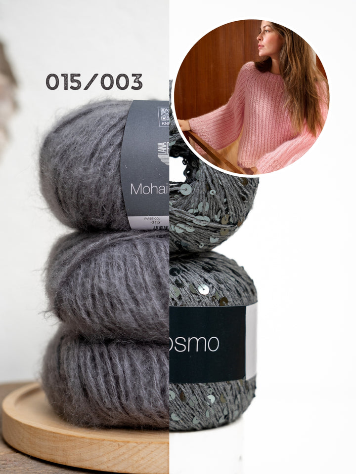 Breipakket Mohair Di Gio Cosmo top-down trui in patentsteek