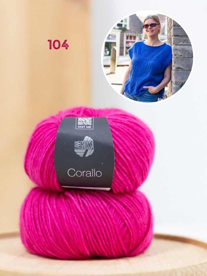 Breipakket Meadow Ajour top - Corallo uni