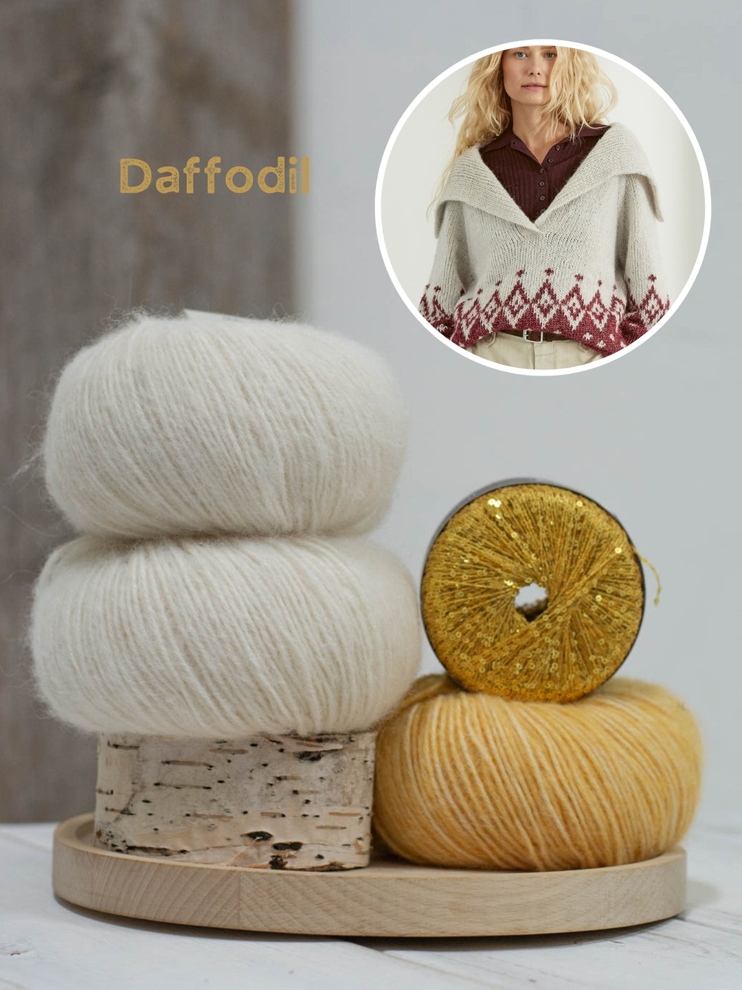 Breipakket Natural Alpaca Pelo Glamour raglantrui - top-down