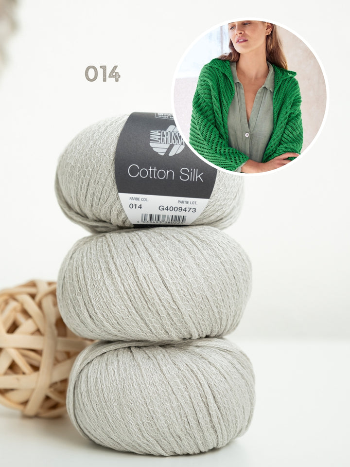 Breipakket Cotton Silk vest met visgraatpatroon