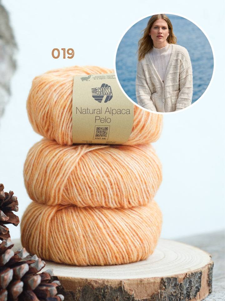 Breipakket Natural Alpaca Pelo vest met textuurstrepen