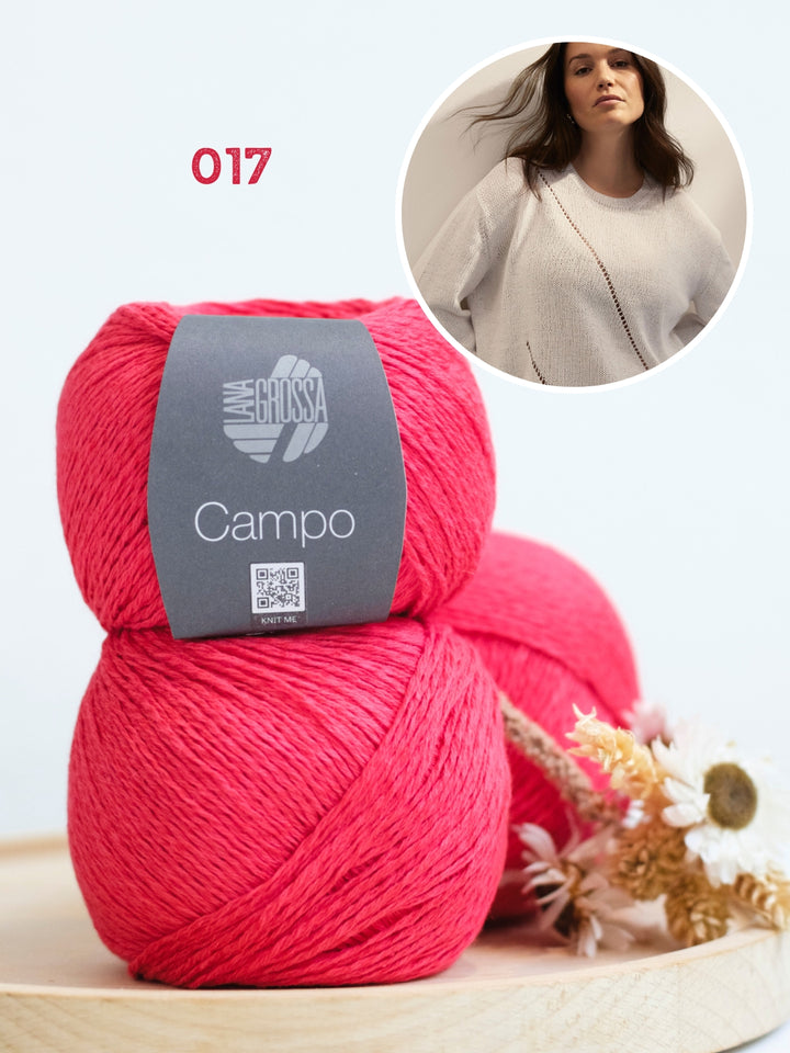 Breipakket Campo pullover met ajourstrepen