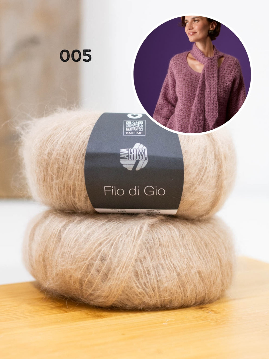 Haakpakket Filo Di Gio trui met sjaalkraag