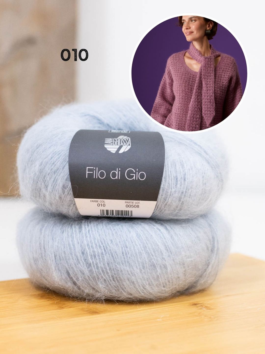 Haakpakket Filo Di Gio trui met sjaalkraag