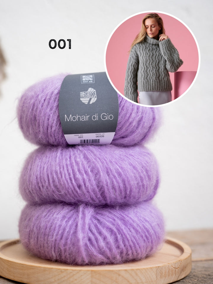 Breipakket Mohair Di Gio trui met kabelpatroon