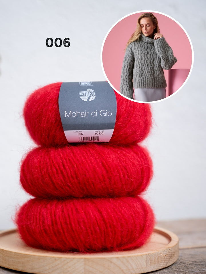 Breipakket Mohair Di Gio trui met kabelpatroon