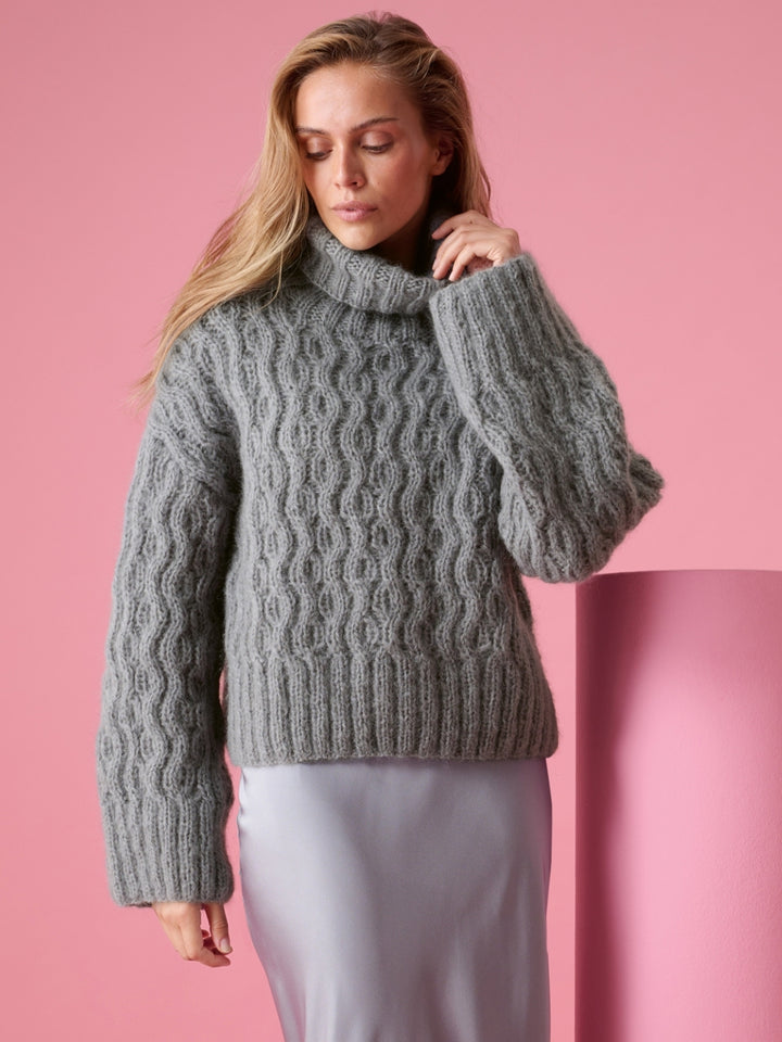 Breipakket Mohair Di Gio trui met kabelpatroon