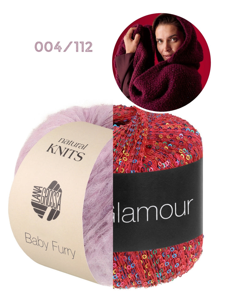 Breipakket Baby Furry &amp; Glamour sjaal met capuchon