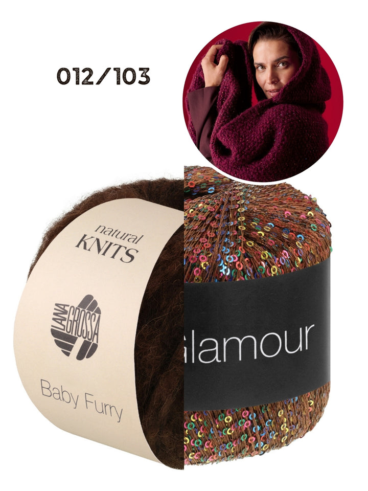 Breipakket Baby Furry &amp; Glamour sjaal met capuchon