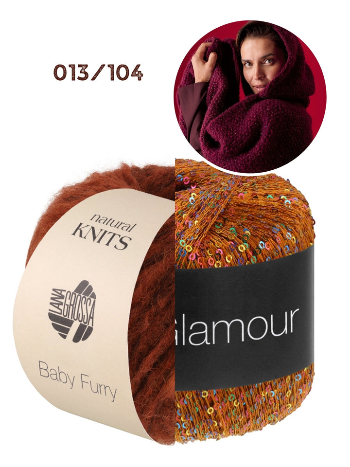 Breipakket Baby Furry &amp; Glamour sjaal met capuchon