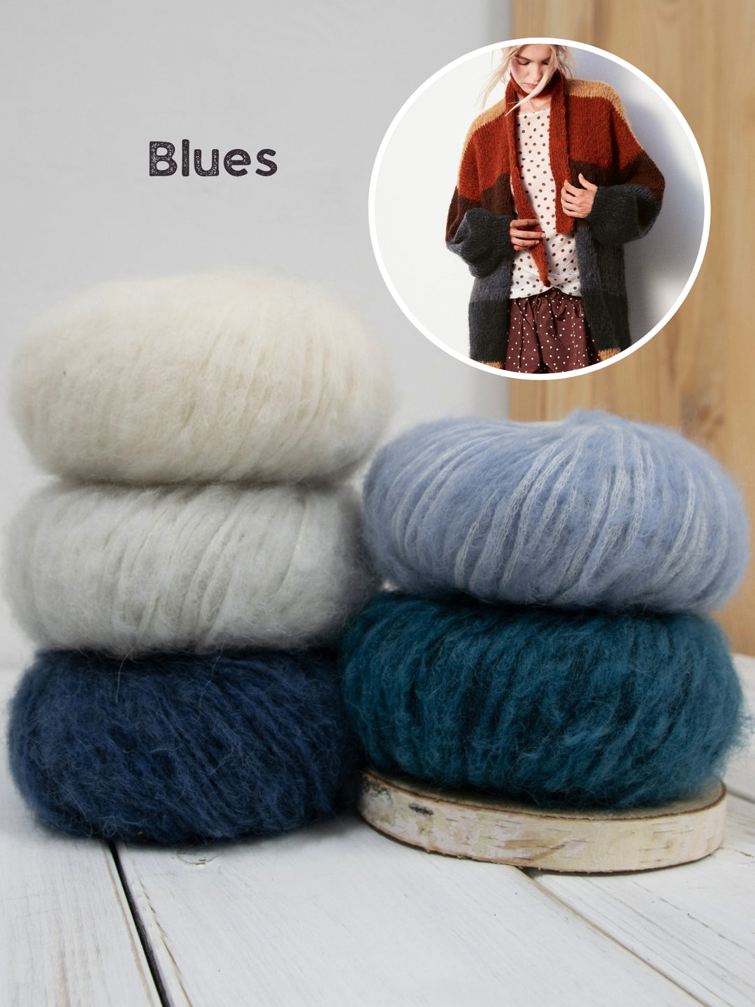 Breipakket Baby Furry vest met blokstrepen