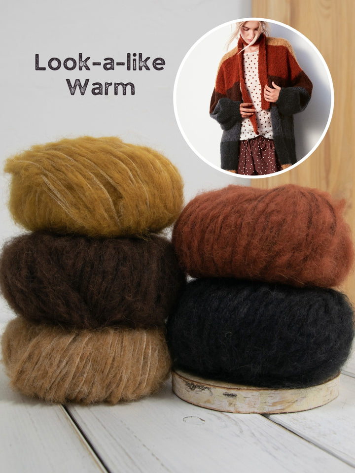 Breipakket Baby Furry vest met blokstrepen