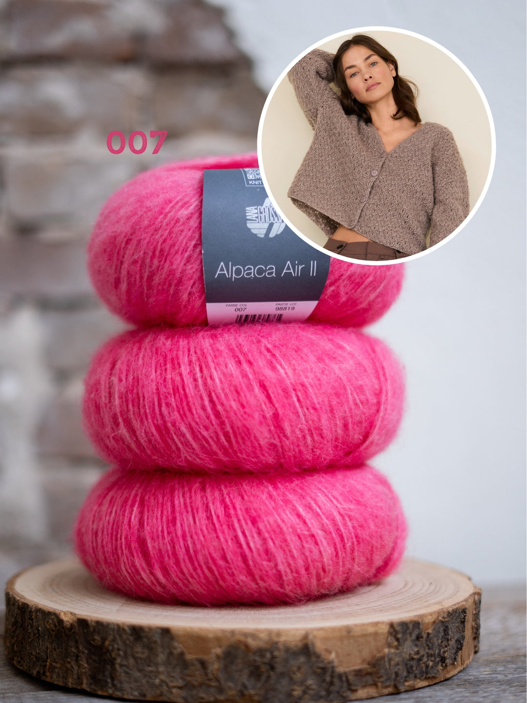 Breipakket Alpaca Air II v-hals vest met textuursteek
