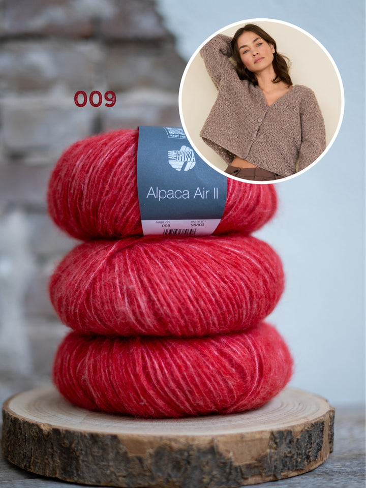 Breipakket Alpaca Air II v-hals vest met textuursteek