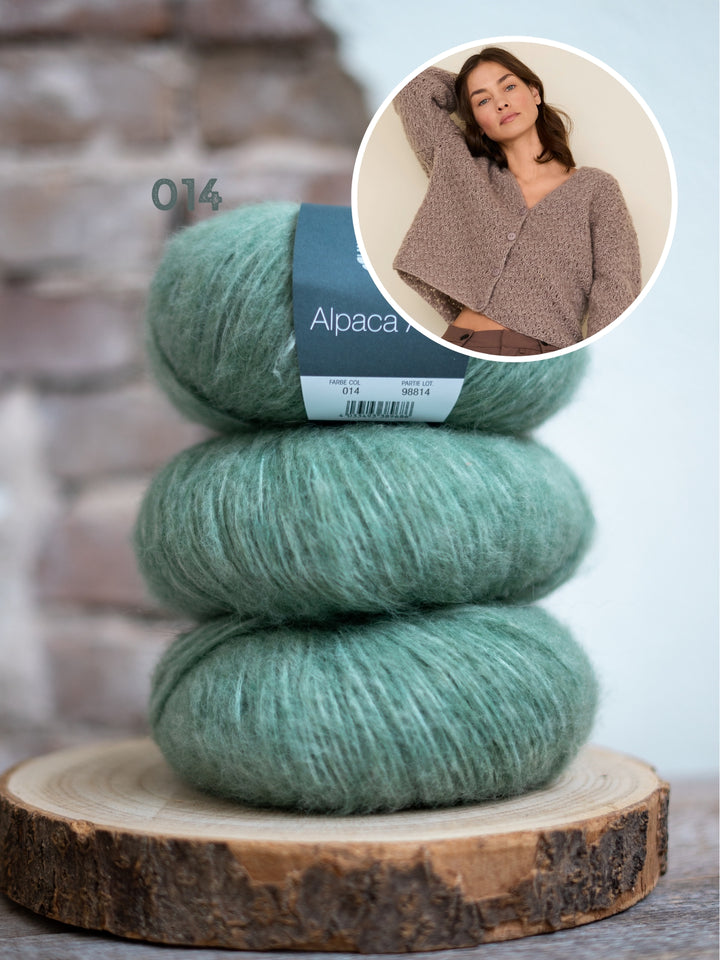 Breipakket Alpaca Air II v-hals vest met textuursteek