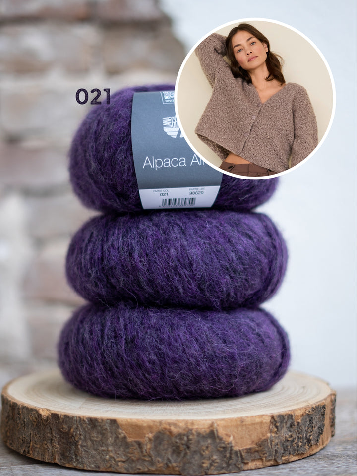Breipakket Alpaca Air II v-hals vest met textuursteek
