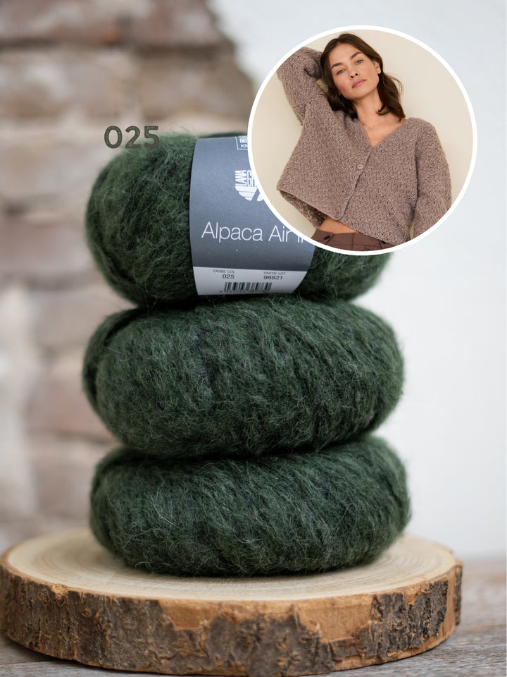 Breipakket Alpaca Air II v-hals vest met textuursteek