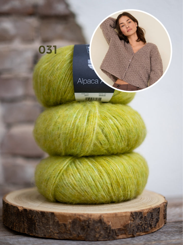 Breipakket Alpaca Air II v-hals vest met textuursteek