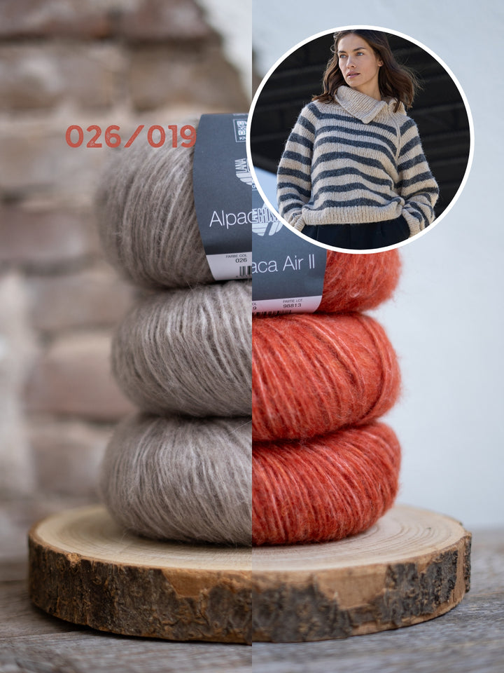 Breipakket Alpaca Air II top-down gestreepte coltrui met rits