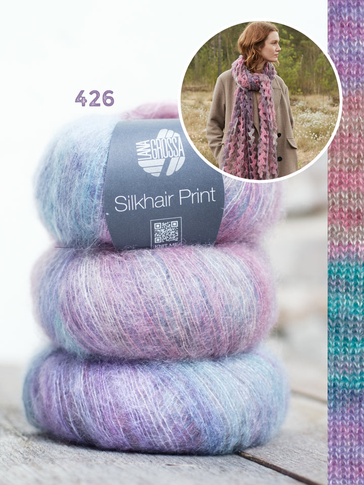 Haakpakket Silkhair Print ajoursjaal