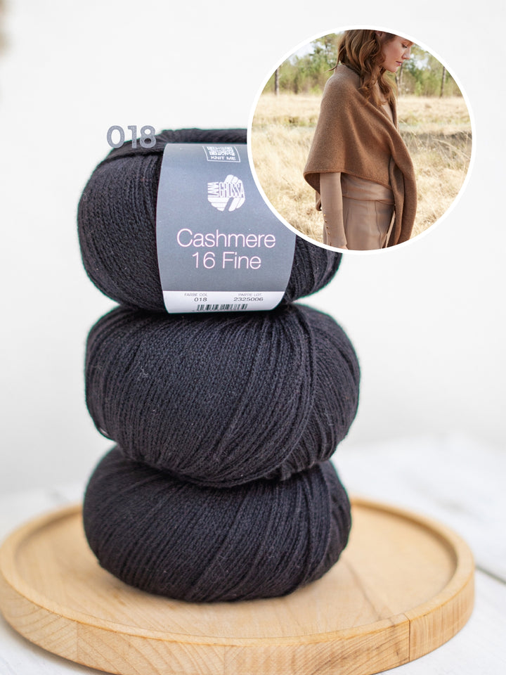 Breipakket Cashmere 16 Fine driehoekstola met spleet