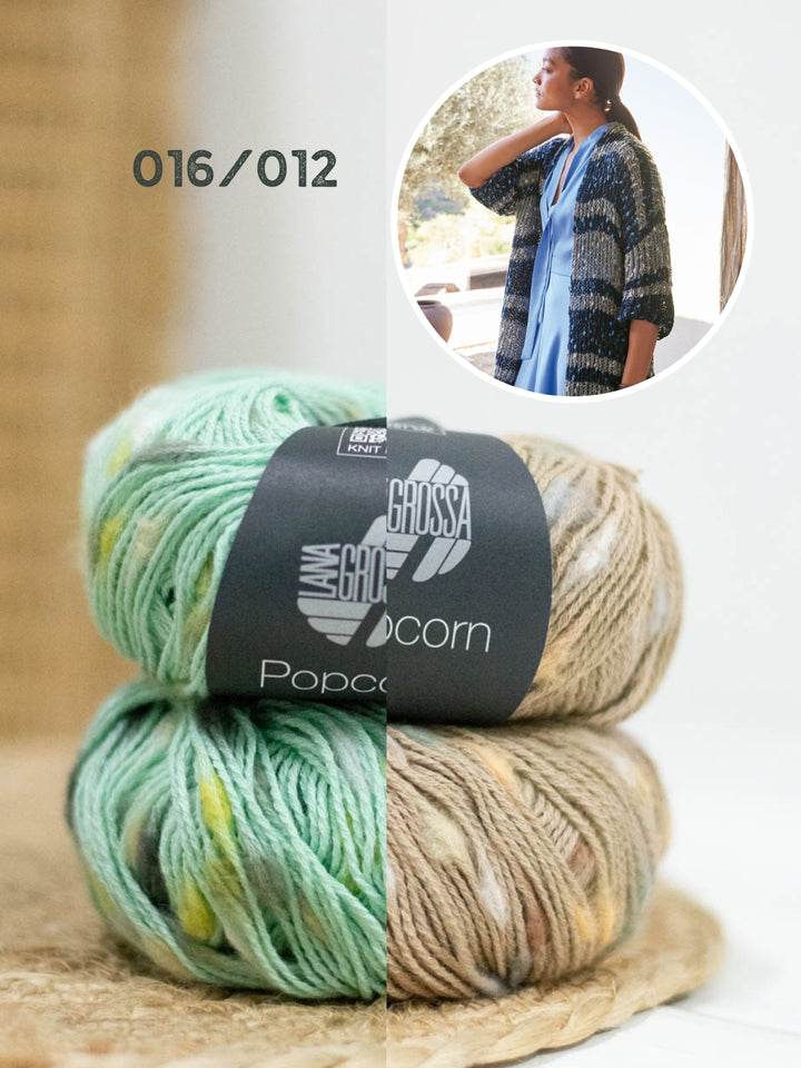 Breipakket Popcorn lang vest in patentsteek