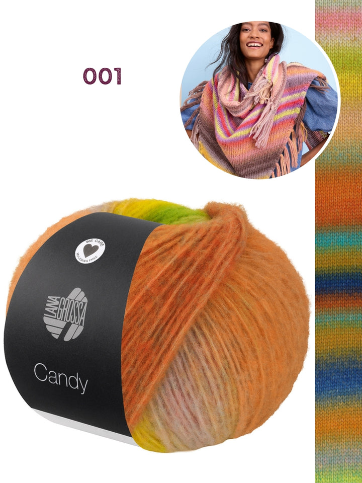 Breipakket Candy driehoekstola met franjes