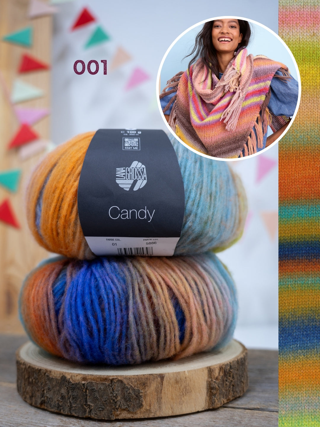 Breipakket Candy driehoekstola met franjes