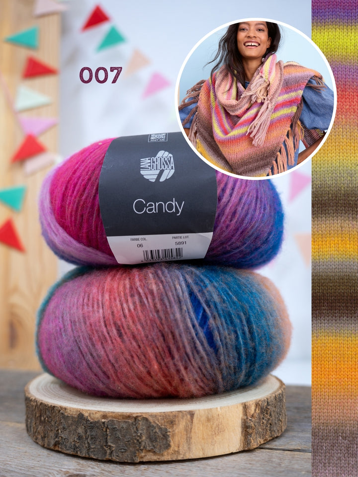 Breipakket Candy driehoekstola met franjes