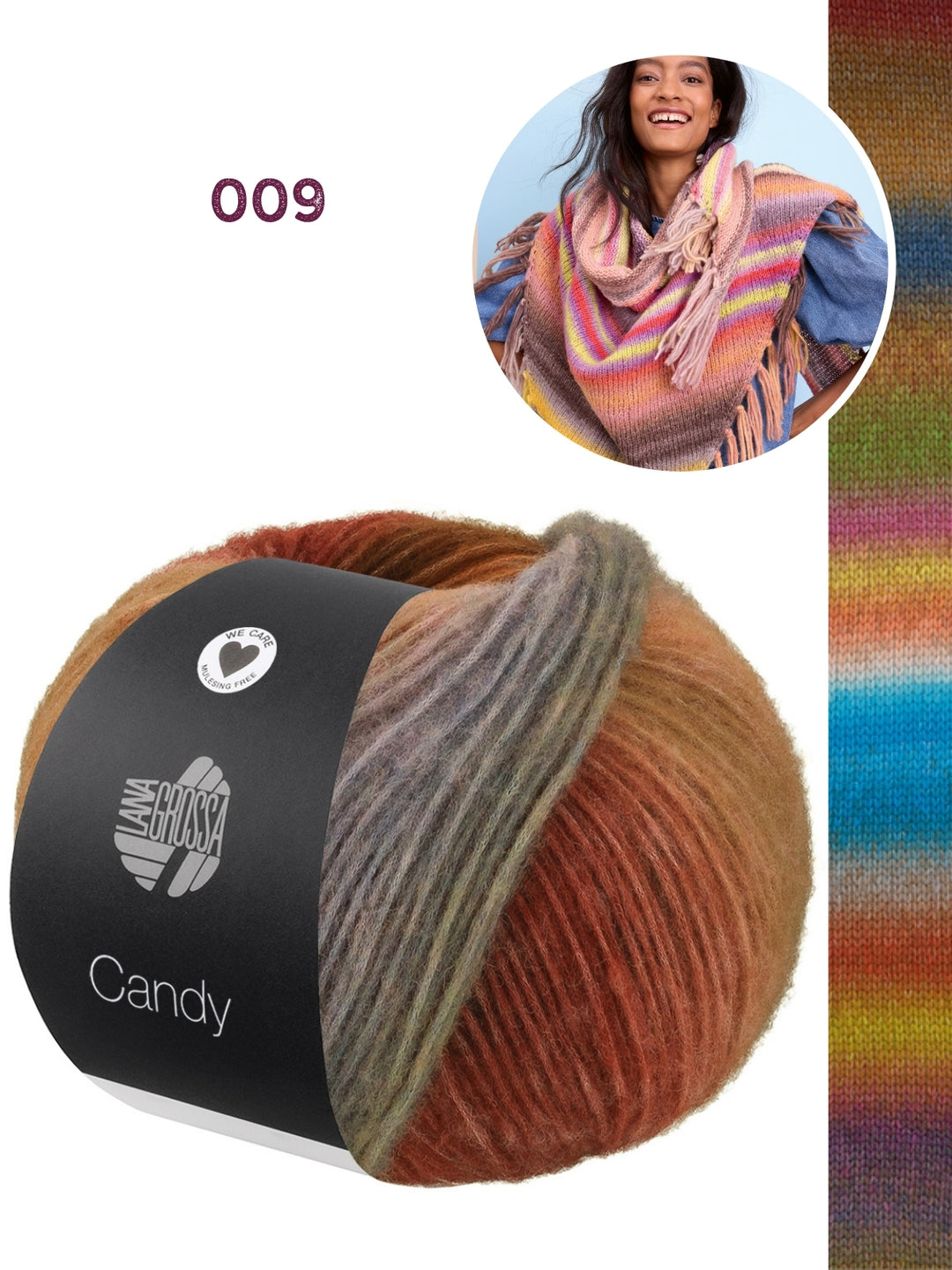 Breipakket Candy driehoekstola met franjes