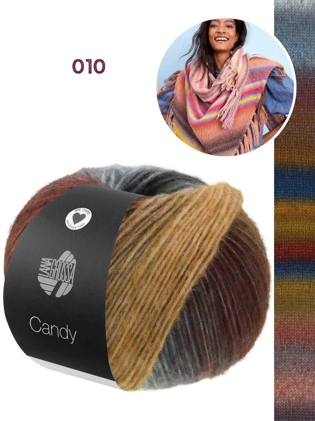 Breipakket Candy driehoekstola met franjes