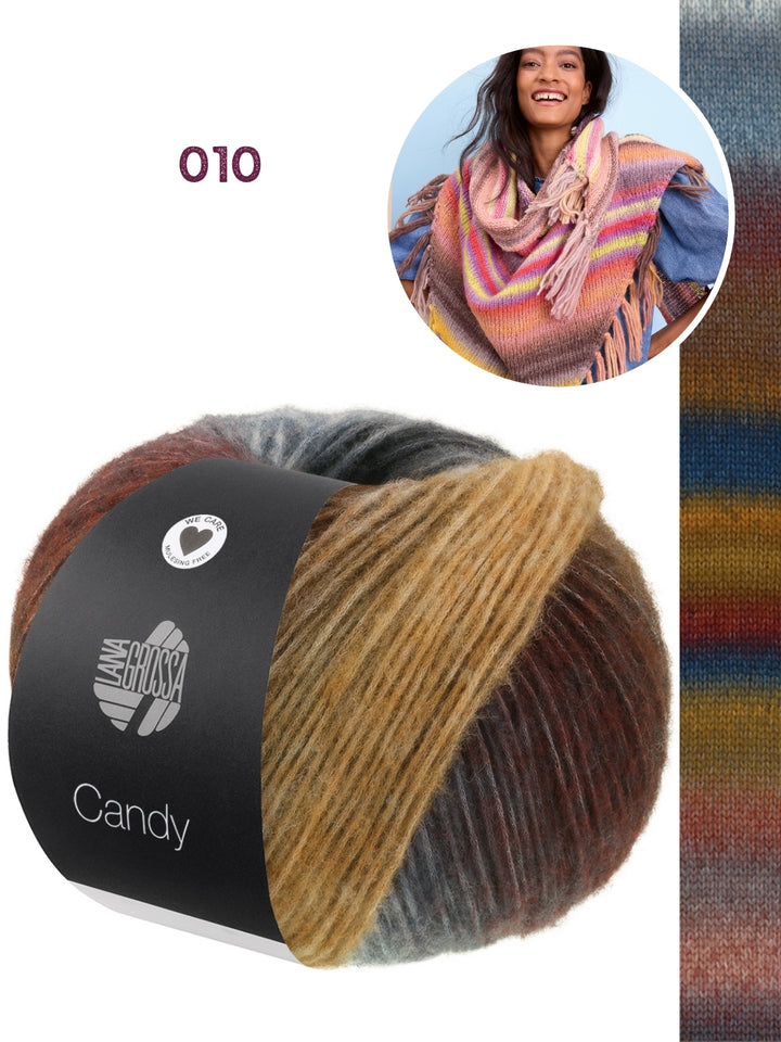Breipakket Candy driehoekstola met franjes