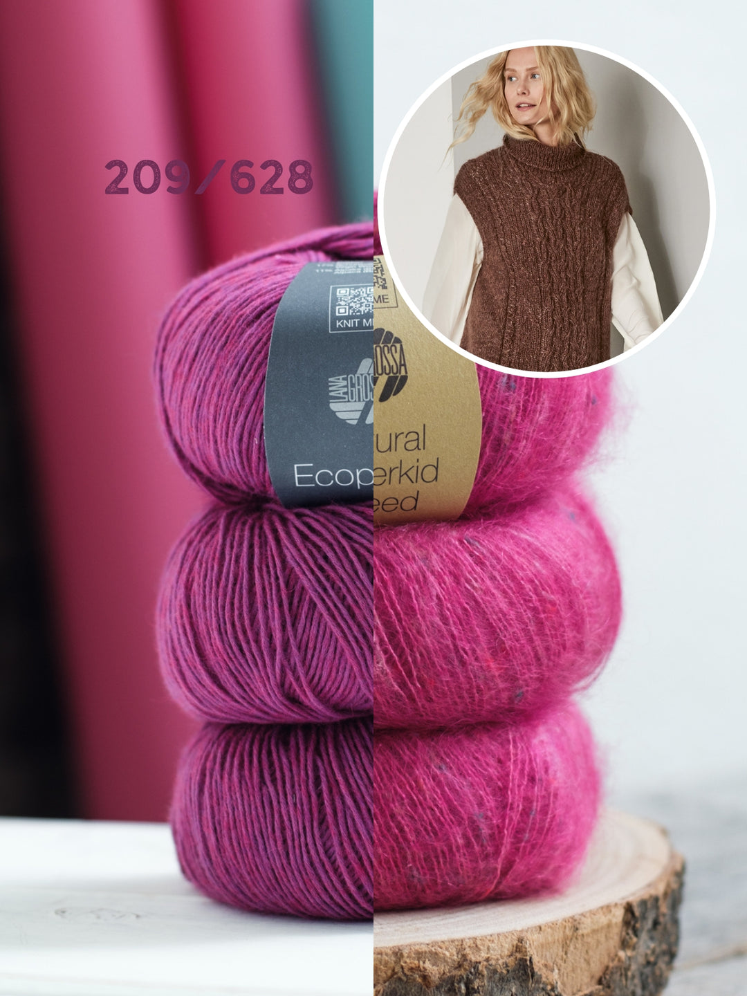 Breipakket Ecopuno Natural Superkid Tweed spencer met kabels