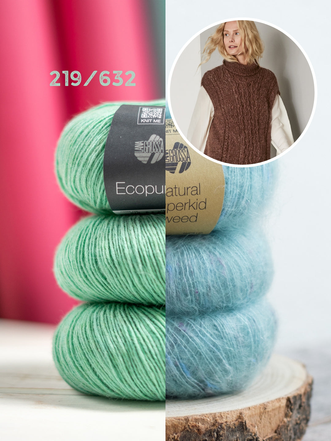 Breipakket Ecopuno Natural Superkid Tweed spencer met kabels