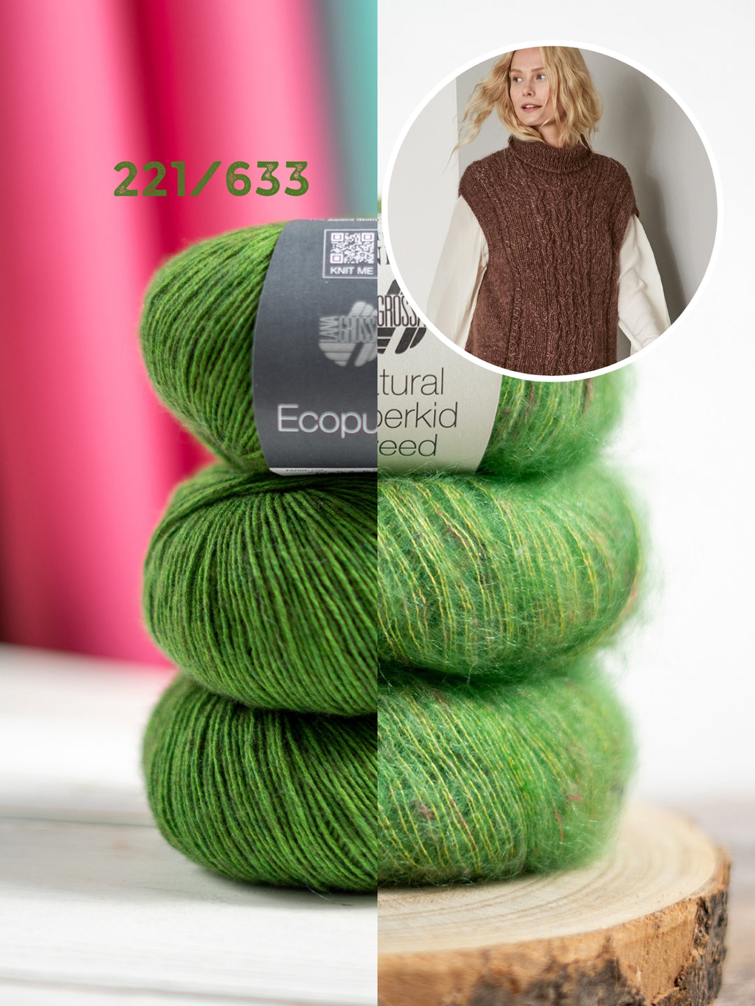 Breipakket Ecopuno Natural Superkid Tweed spencer met kabels