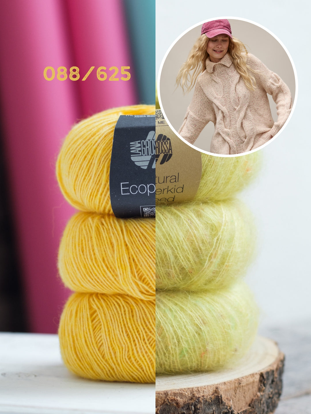 Breipakket Ecopuno Natural Superkid Tweed trui met kabels