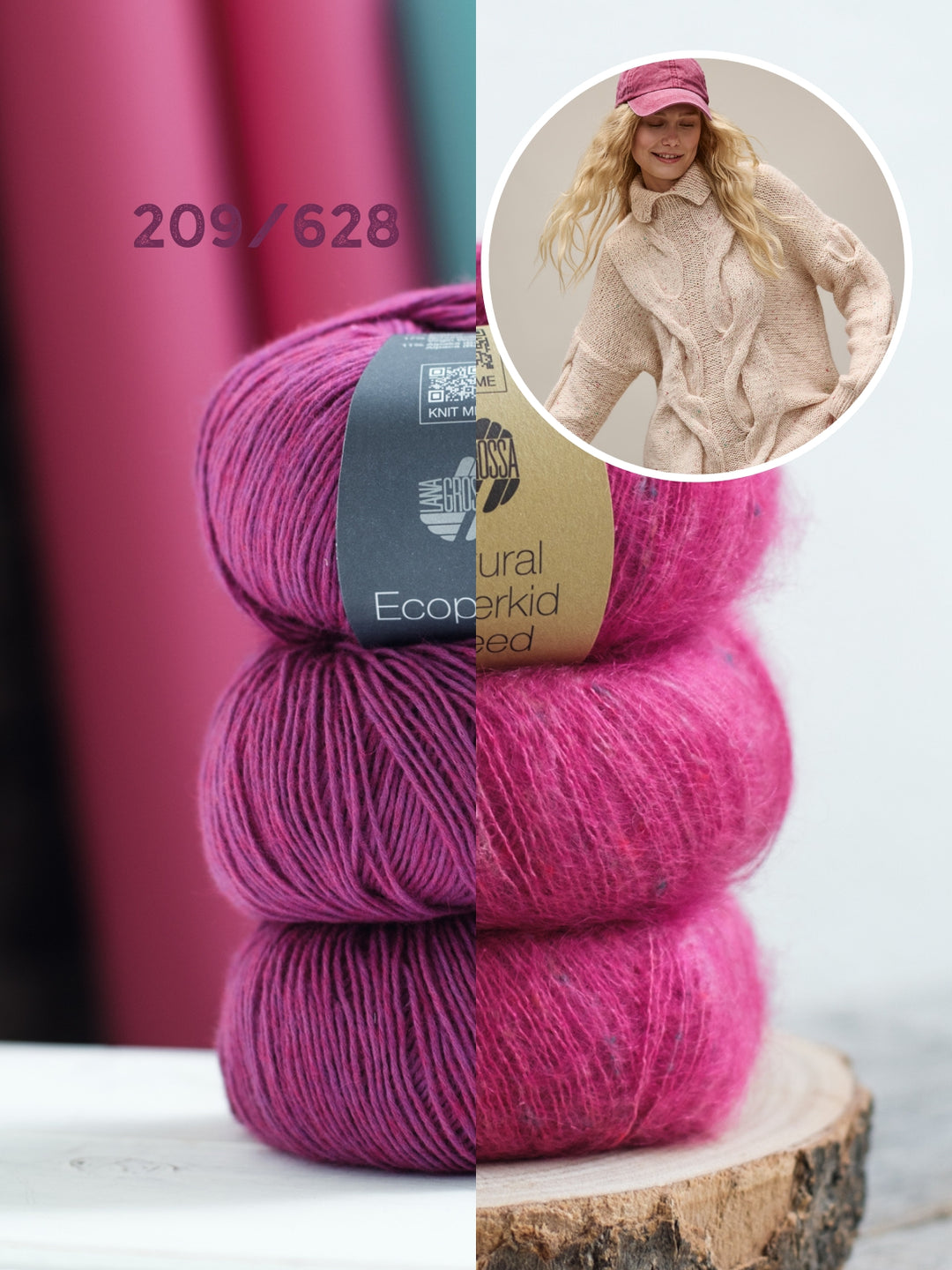 Breipakket Ecopuno Natural Superkid Tweed trui met kabels