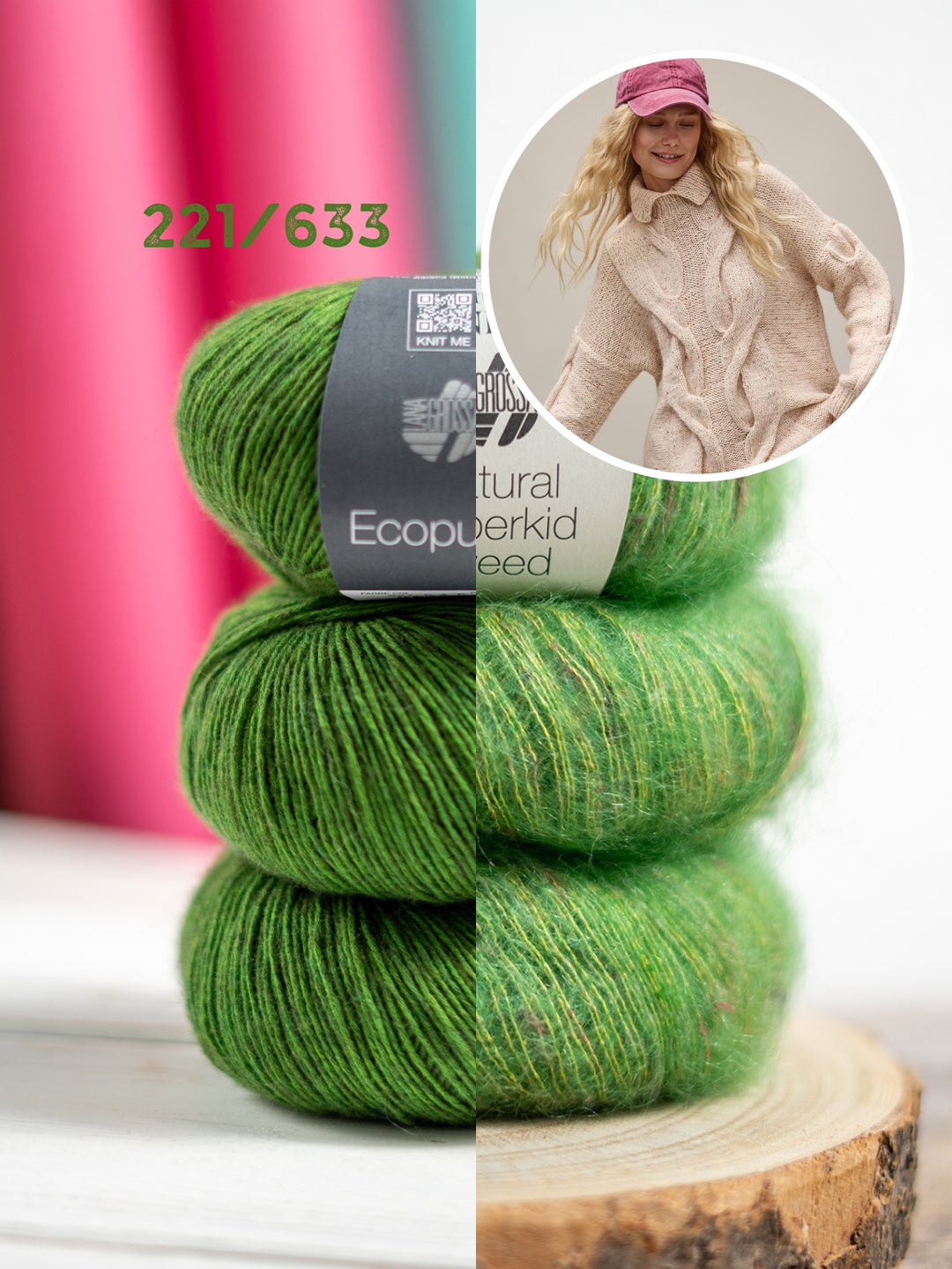 Breipakket Ecopuno Natural Superkid Tweed trui met kabels