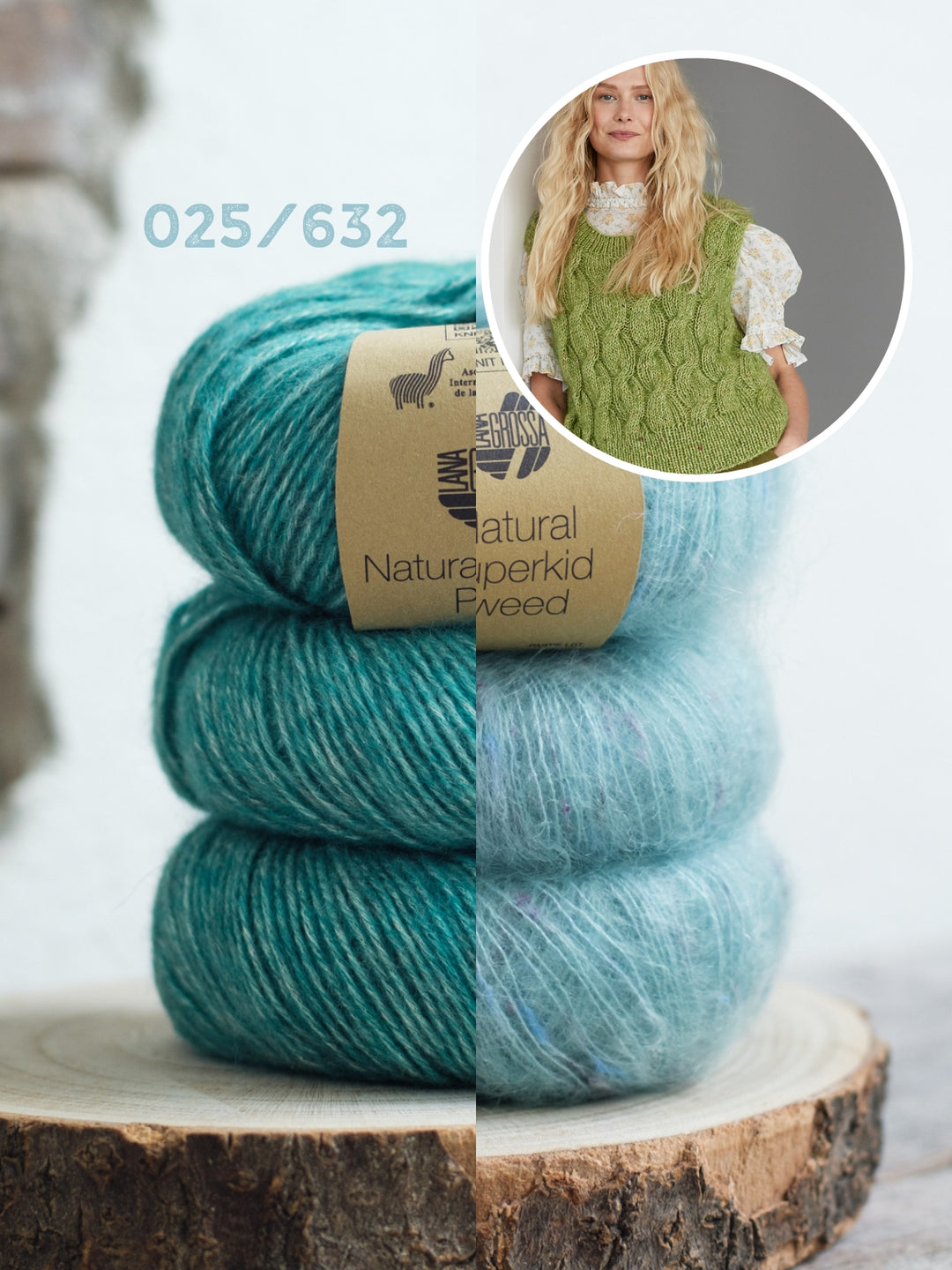 Breipakket Natural Alpaca Pelo Superkid Tweed spencer met kabels