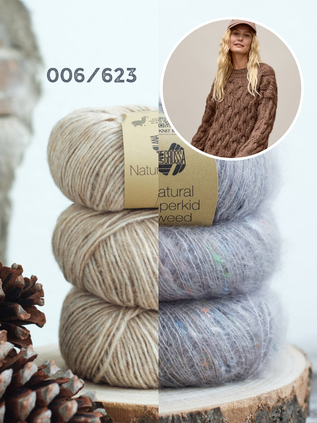 Breipakket Natural Alpaca Pelo Superkid Tweed kabeltrui