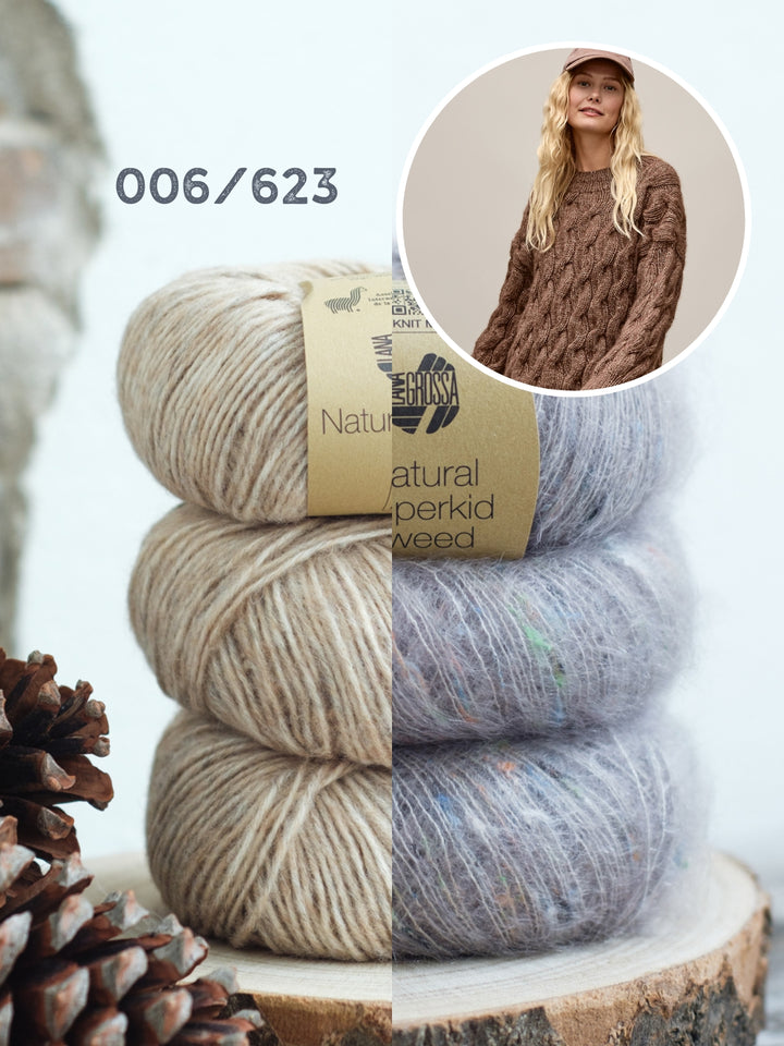 Breipakket Natural Alpaca Pelo Superkid Tweed kabeltrui