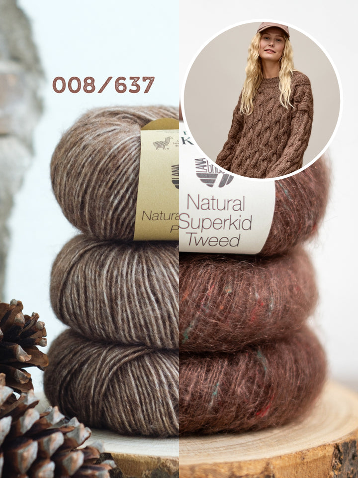 Breipakket Natural Alpaca Pelo Superkid Tweed kabeltrui