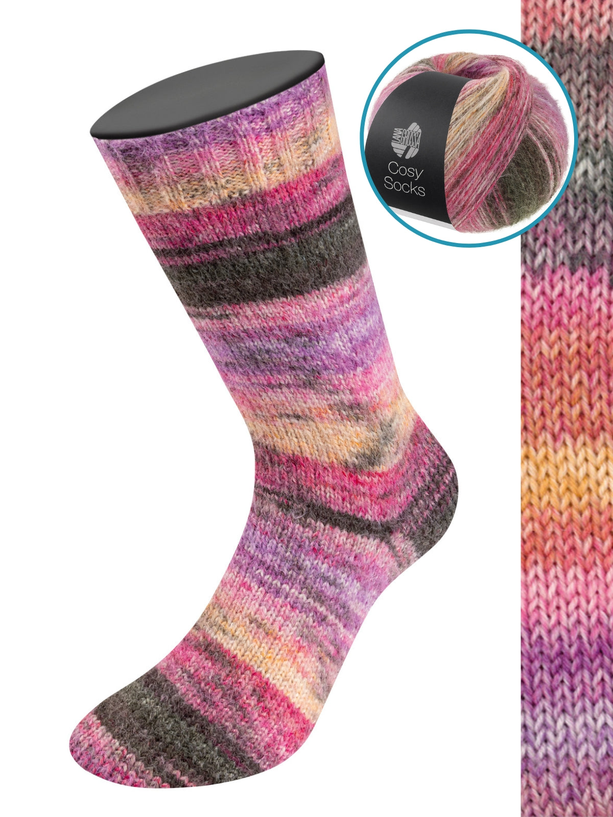 Cosy Socks Dream 257 Roodpaars/pruim/lila/terracotta/donker-/middengrijs/roze/saffraangeel