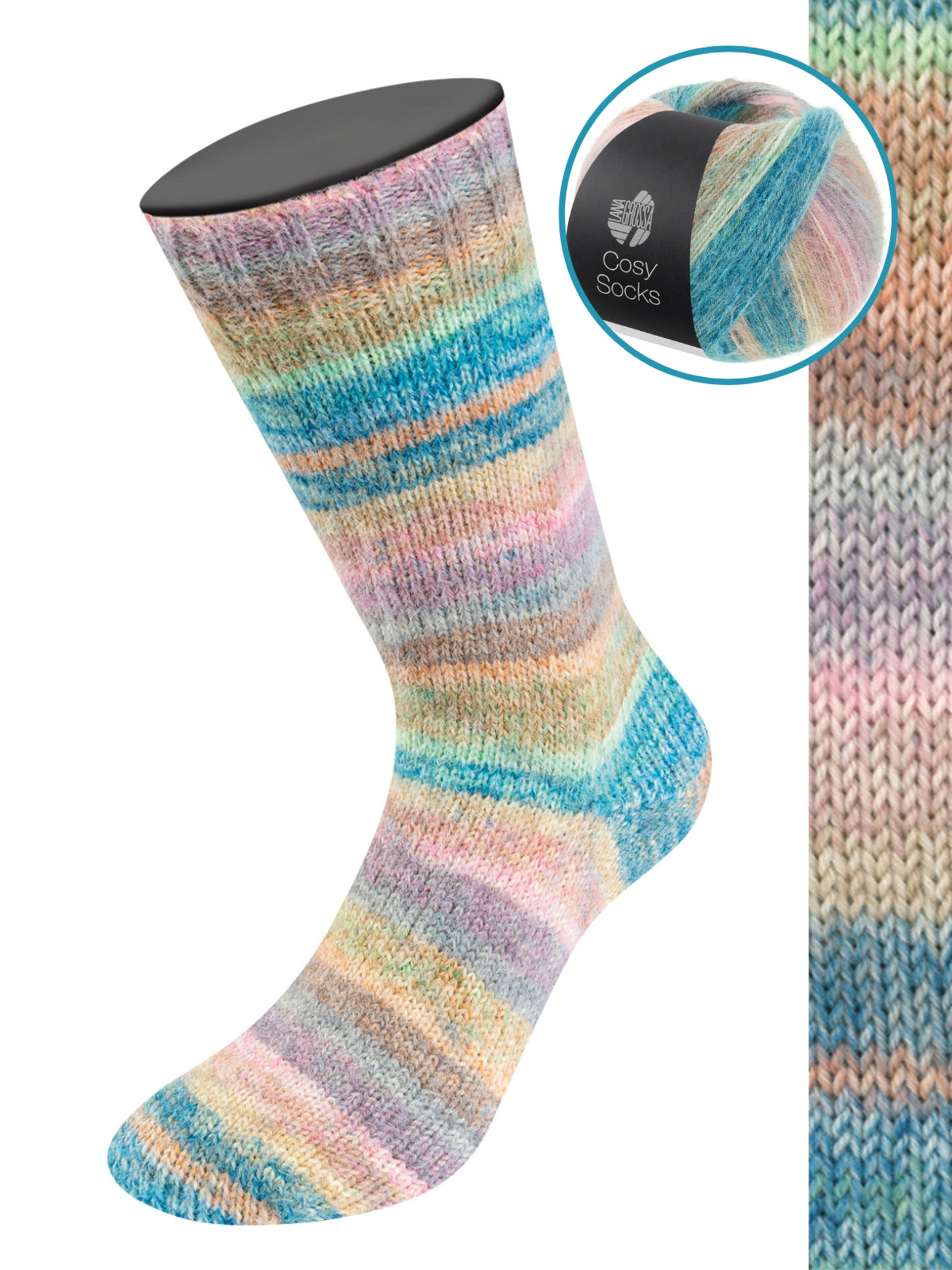 Cosy Socks Dream 258 Mint/petrol/turkoois/leembruin/rozenhout/lichtgrijs/roze/taupe/beige
